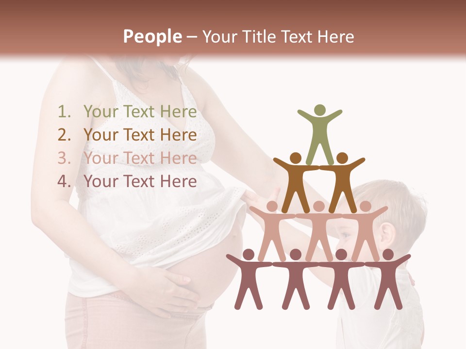 A Pregnant Woman Holding The Hand Of A Small Child PowerPoint Template