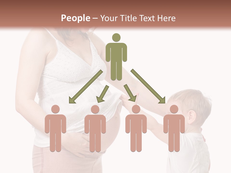 A Pregnant Woman Holding The Hand Of A Small Child PowerPoint Template