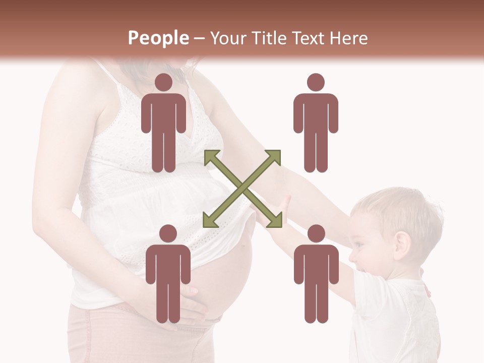 A Pregnant Woman Holding The Hand Of A Small Child PowerPoint Template