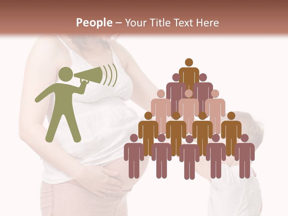 A Pregnant Woman Holding The Hand Of A Small Child PowerPoint Template