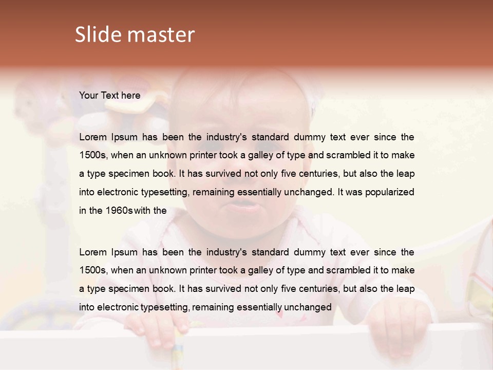 A Baby Is Holding A Toothbrush In His Hand PowerPoint Template
