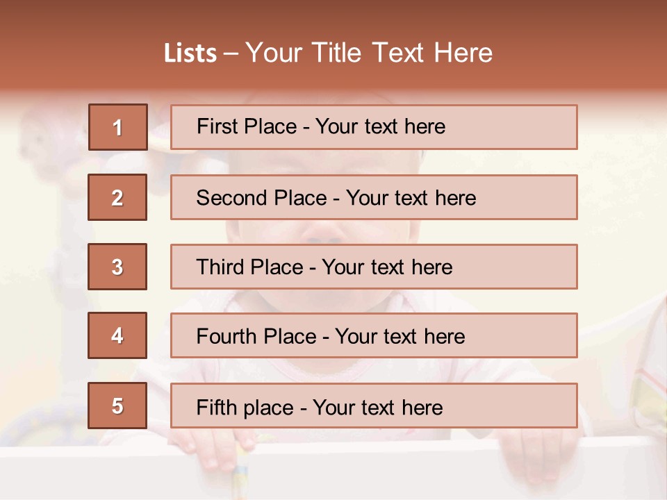 A Baby Is Holding A Toothbrush In His Hand PowerPoint Template
