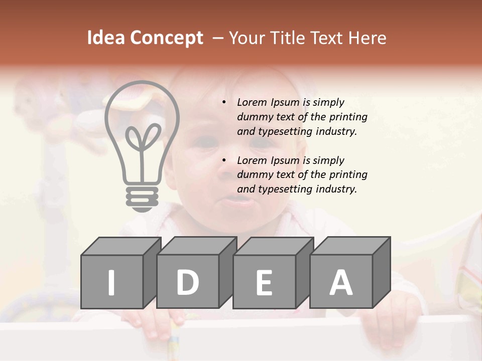 A Baby Is Holding A Toothbrush In His Hand PowerPoint Template