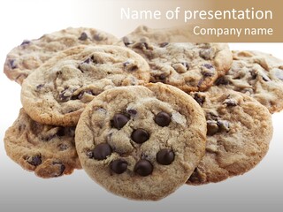 White Background Chocolate Chip Cookies Sharing PowerPoint Template