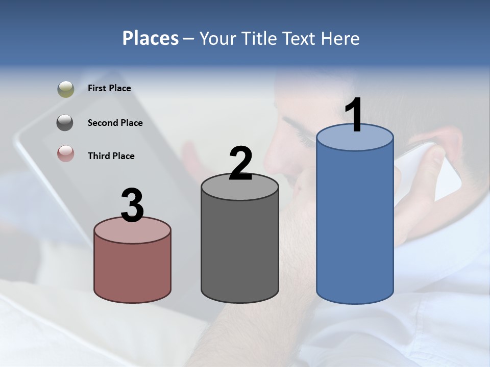 Telephone Young Sitting PowerPoint Template