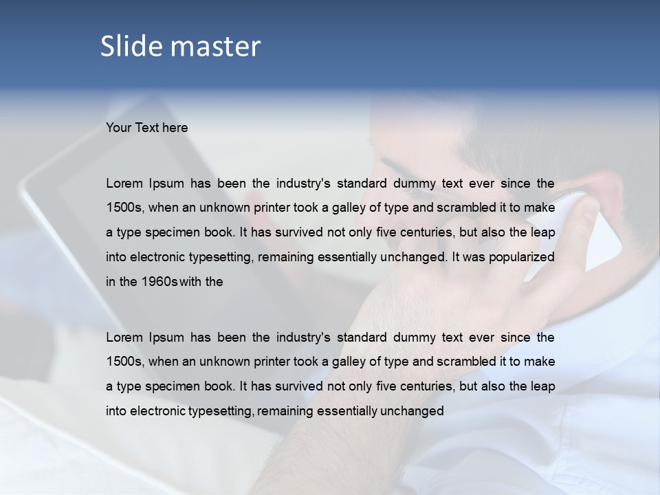 Telephone Young Sitting PowerPoint Template