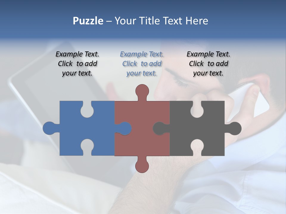 Telephone Young Sitting PowerPoint Template