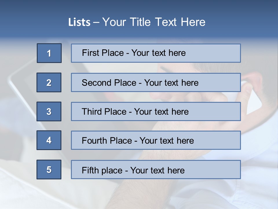 Telephone Young Sitting PowerPoint Template