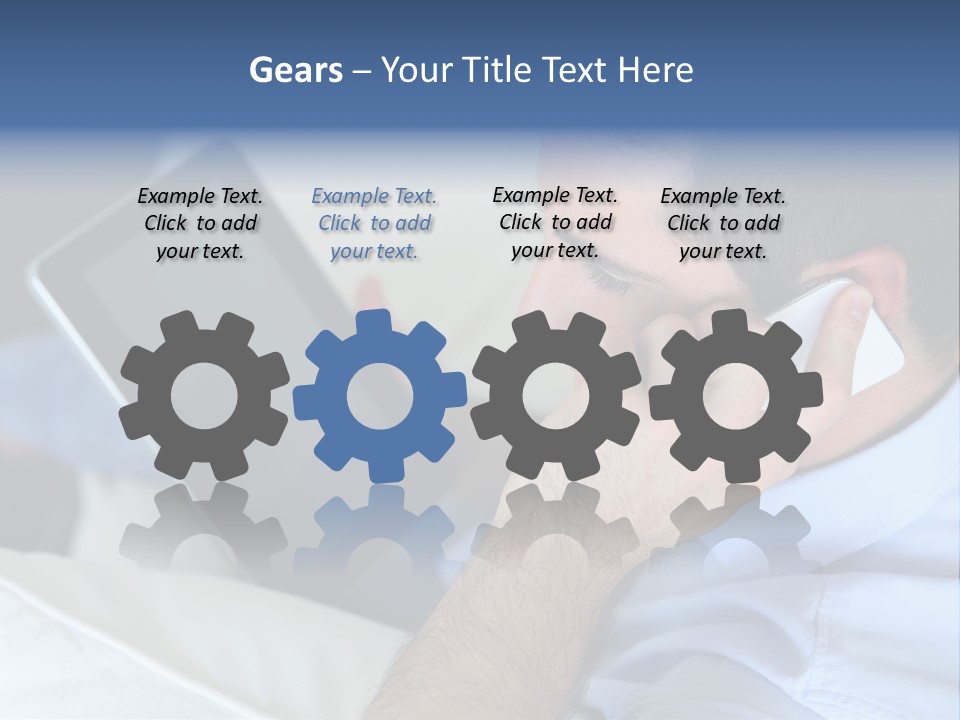 Telephone Young Sitting PowerPoint Template