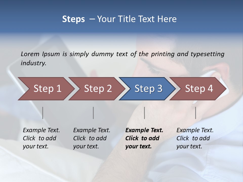 Telephone Young Sitting PowerPoint Template