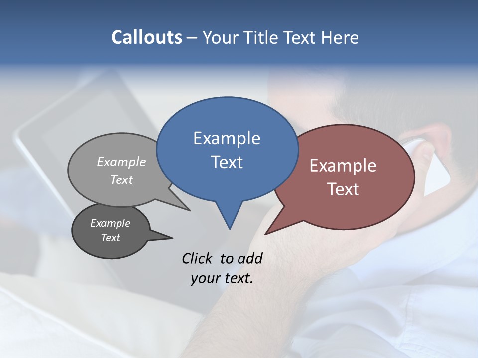 Telephone Young Sitting PowerPoint Template