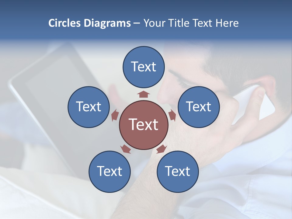 Telephone Young Sitting PowerPoint Template