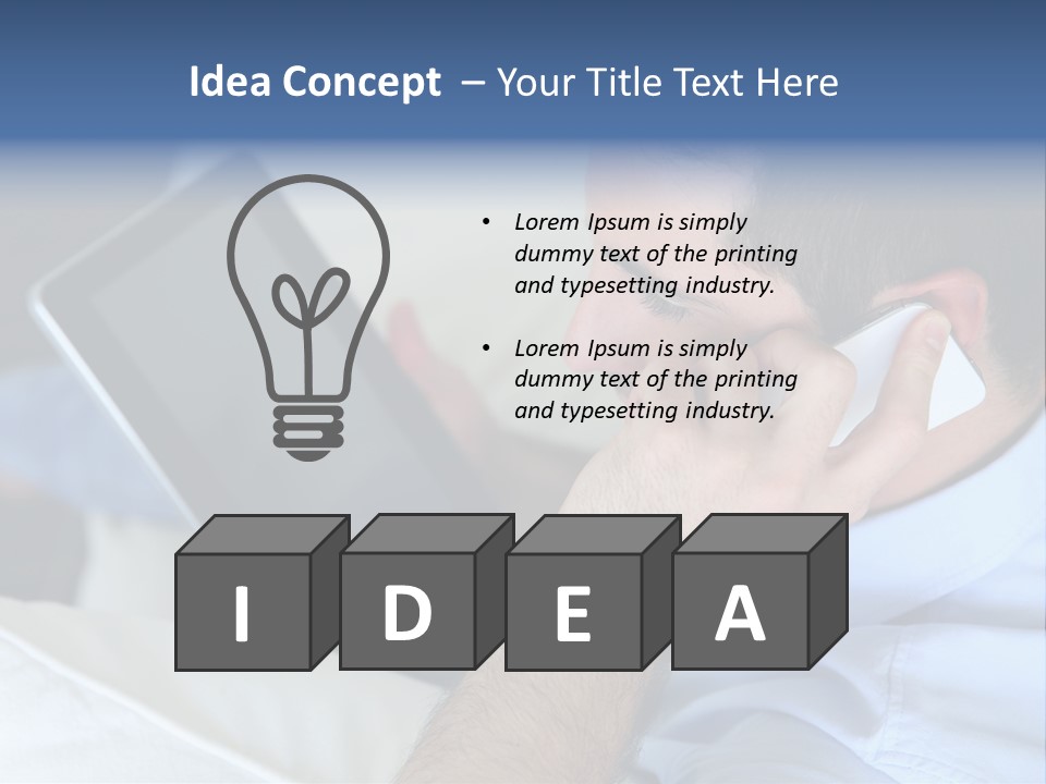 Telephone Young Sitting PowerPoint Template