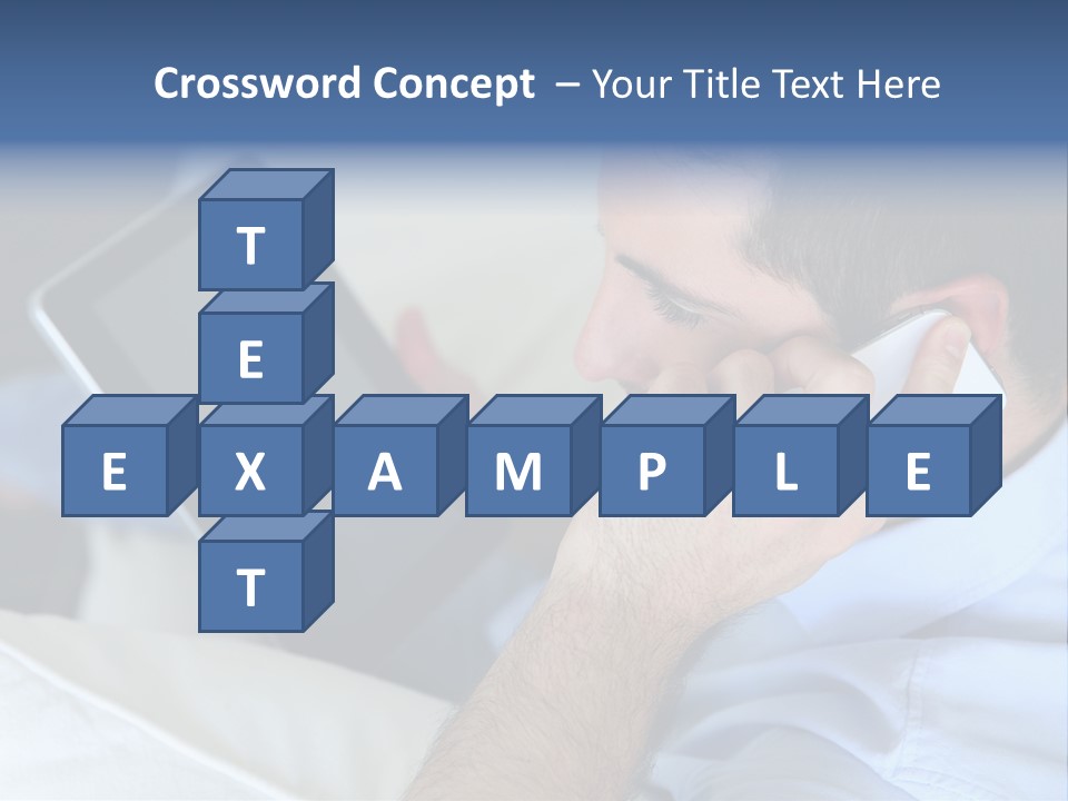 Telephone Young Sitting PowerPoint Template