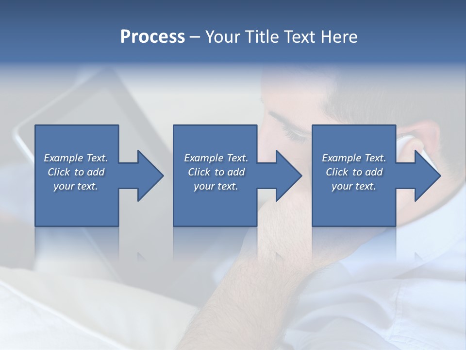 Telephone Young Sitting PowerPoint Template