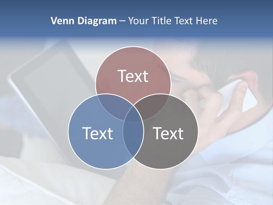 Telephone Young Sitting PowerPoint Template