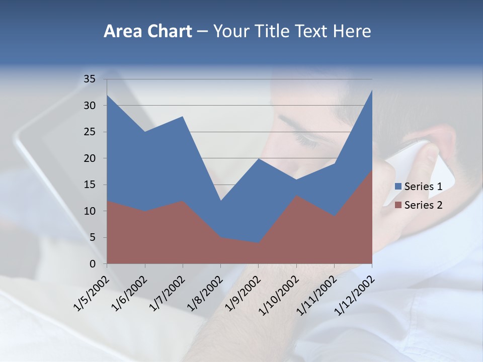 Telephone Young Sitting PowerPoint Template
