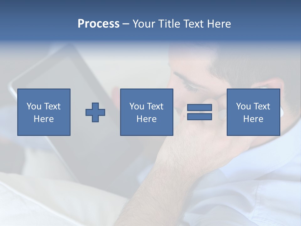 Telephone Young Sitting PowerPoint Template
