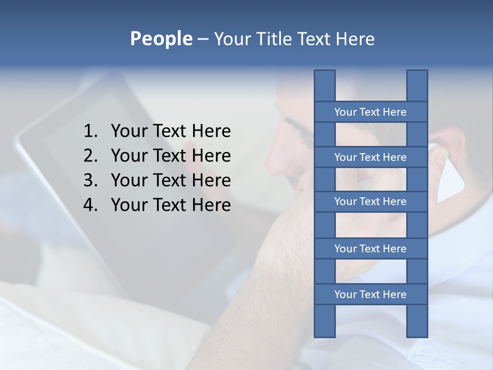 Telephone Young Sitting PowerPoint Template