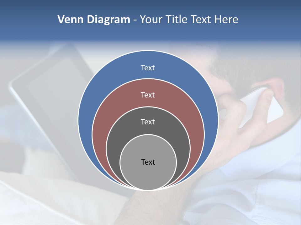 Telephone Young Sitting PowerPoint Template