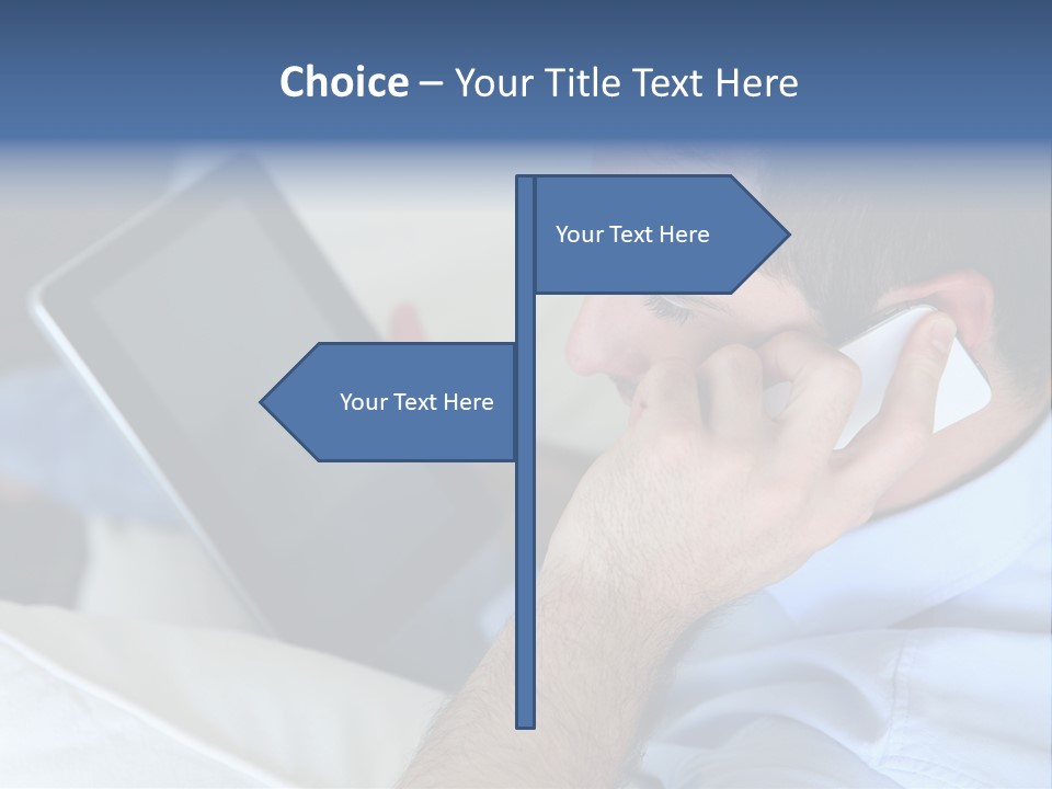 Telephone Young Sitting PowerPoint Template