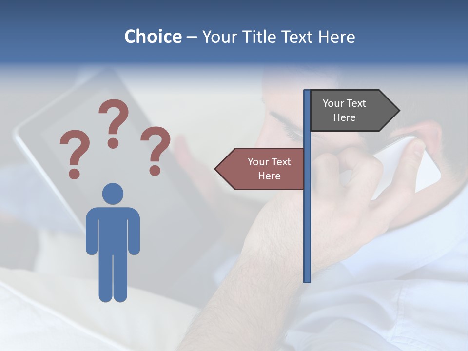 Telephone Young Sitting PowerPoint Template