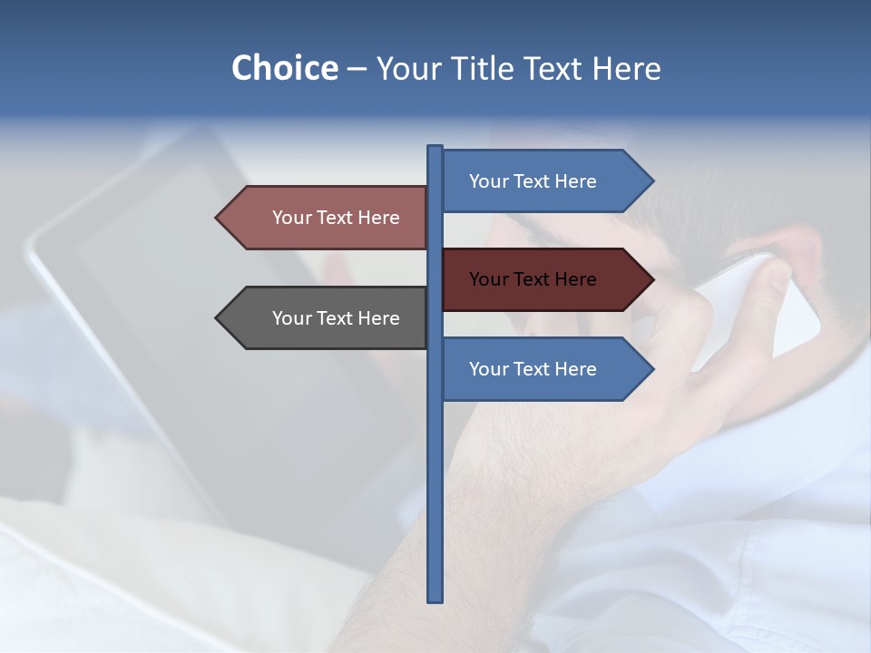 Telephone Young Sitting PowerPoint Template