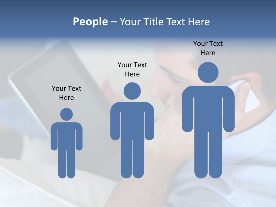 Telephone Young Sitting PowerPoint Template