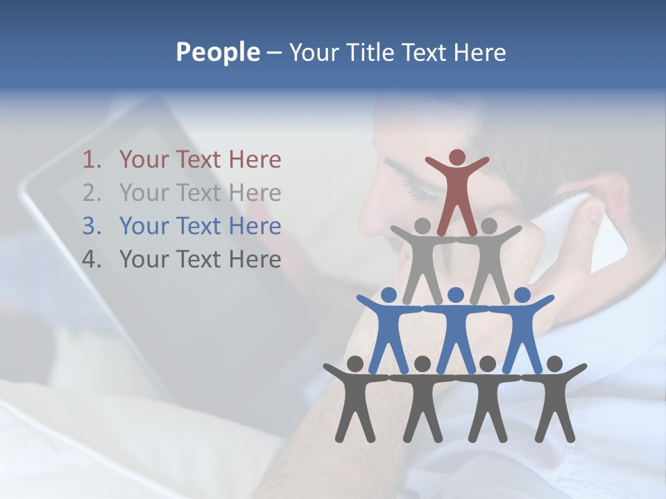 Telephone Young Sitting PowerPoint Template