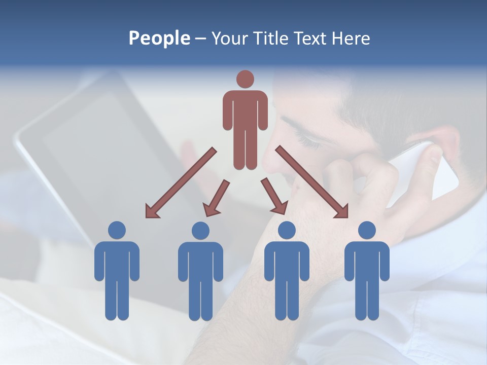 Telephone Young Sitting PowerPoint Template