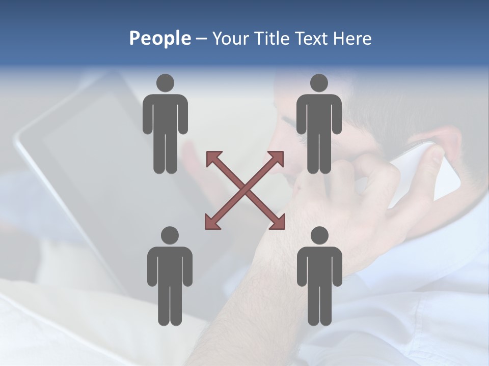 Telephone Young Sitting PowerPoint Template