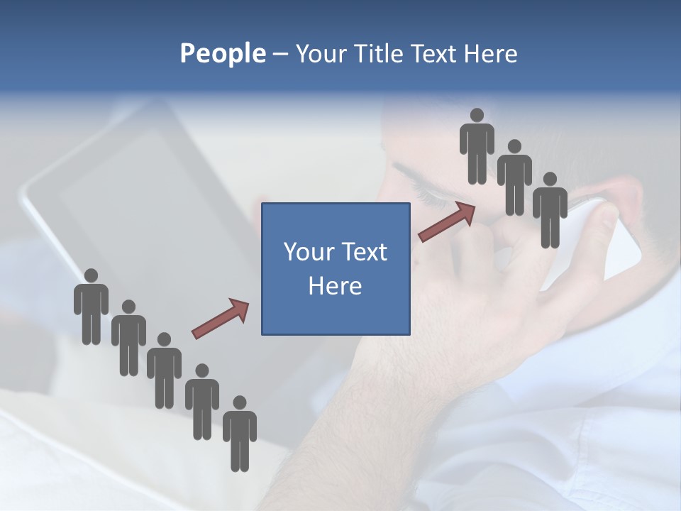 Telephone Young Sitting PowerPoint Template