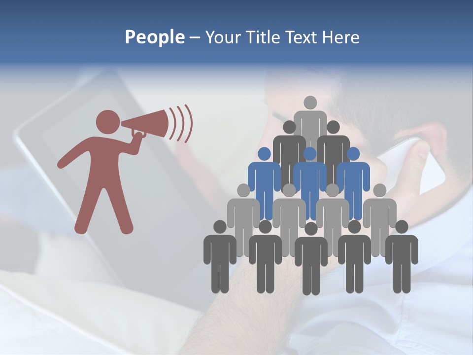 Telephone Young Sitting PowerPoint Template