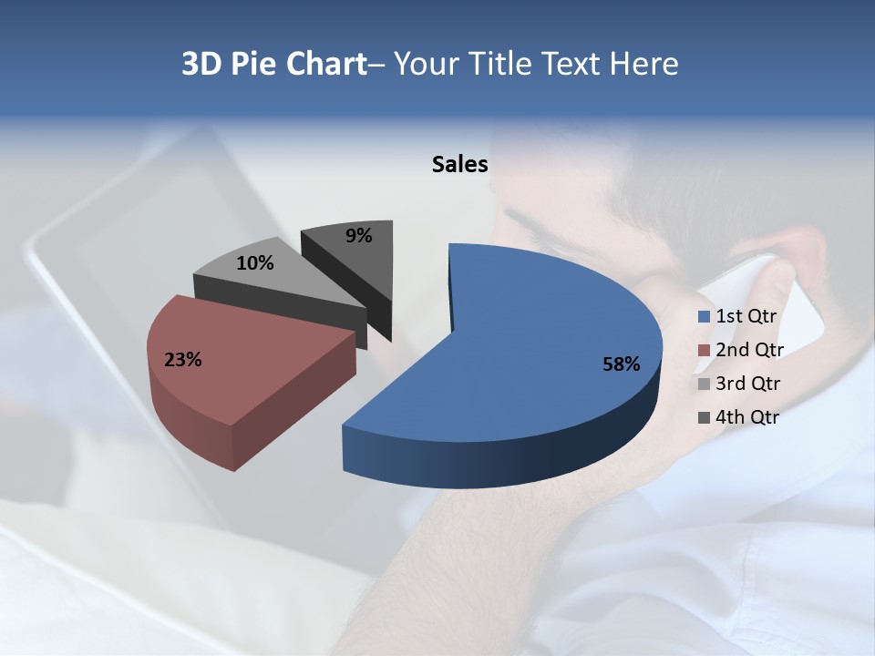 Telephone Young Sitting PowerPoint Template