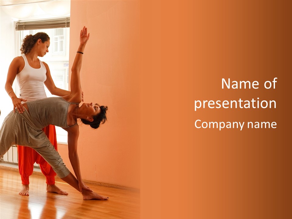 Exercising Orange Yoga Class PowerPoint Template