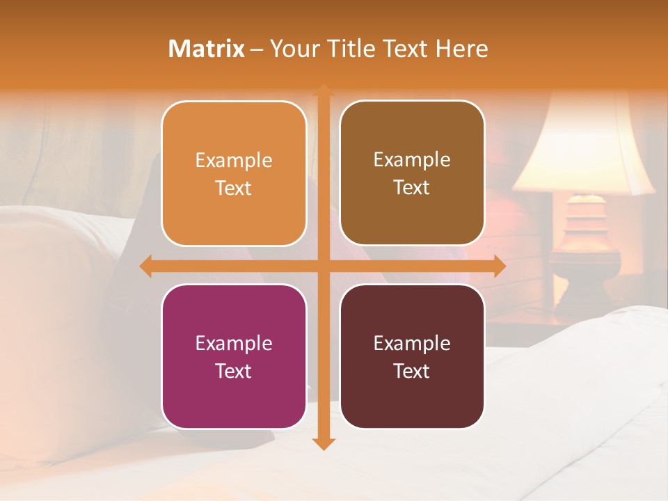 A Bed With Three Pillows And A Lamp PowerPoint Template