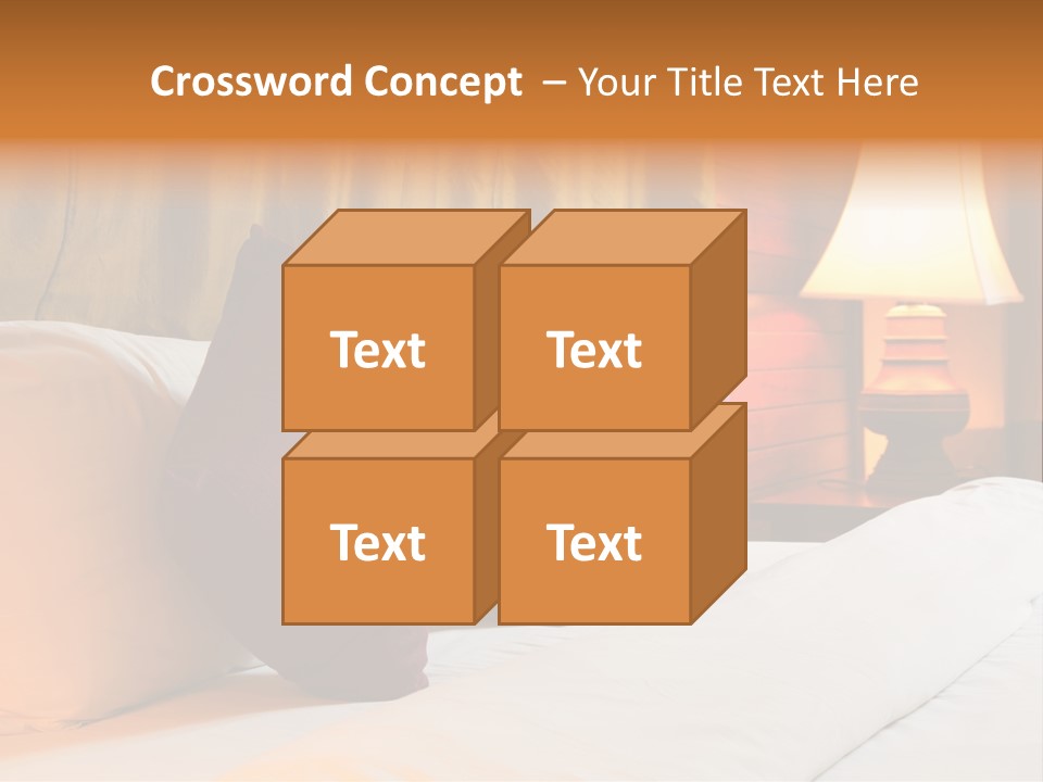 A Bed With Three Pillows And A Lamp PowerPoint Template