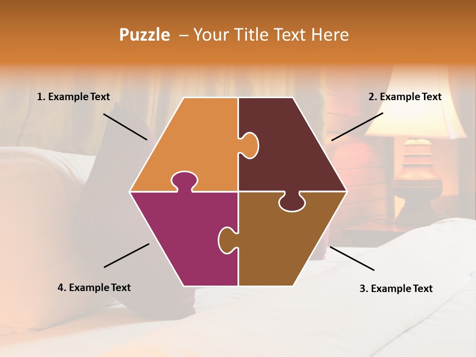 A Bed With Three Pillows And A Lamp PowerPoint Template