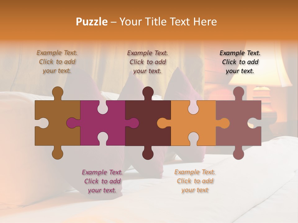 A Bed With Three Pillows And A Lamp PowerPoint Template