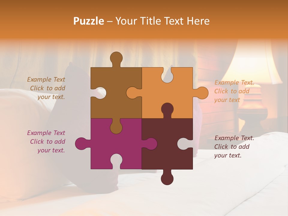 A Bed With Three Pillows And A Lamp PowerPoint Template