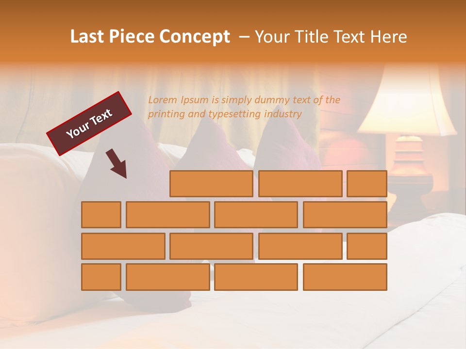 A Bed With Three Pillows And A Lamp PowerPoint Template