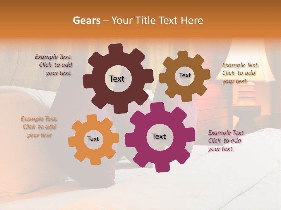 A Bed With Three Pillows And A Lamp PowerPoint Template