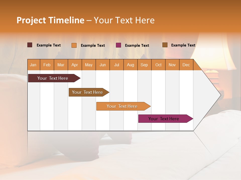 A Bed With Three Pillows And A Lamp PowerPoint Template