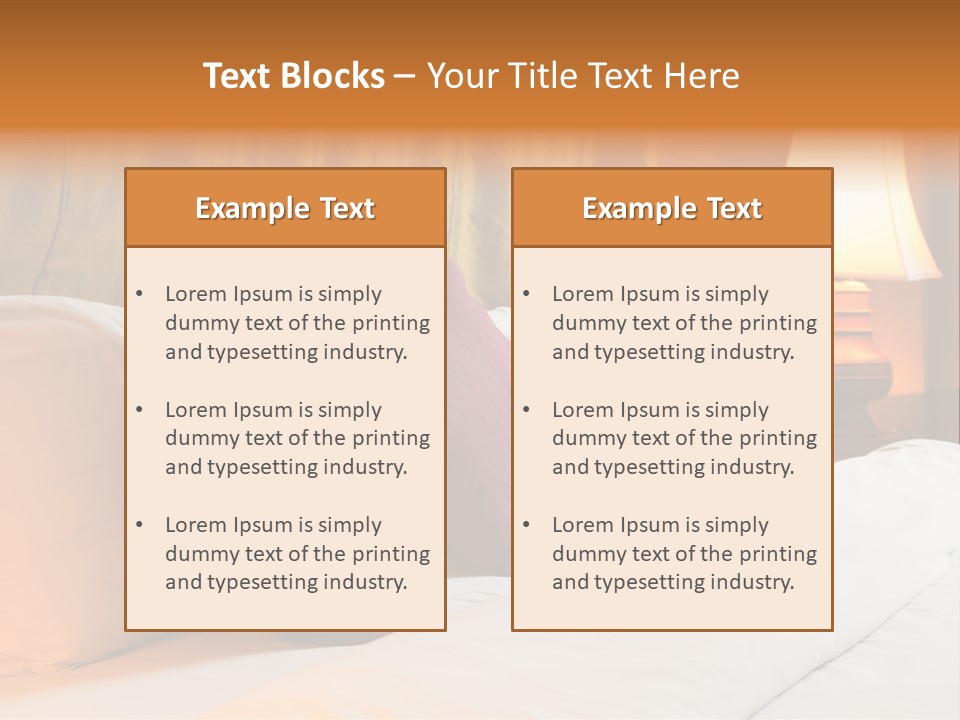 A Bed With Three Pillows And A Lamp PowerPoint Template