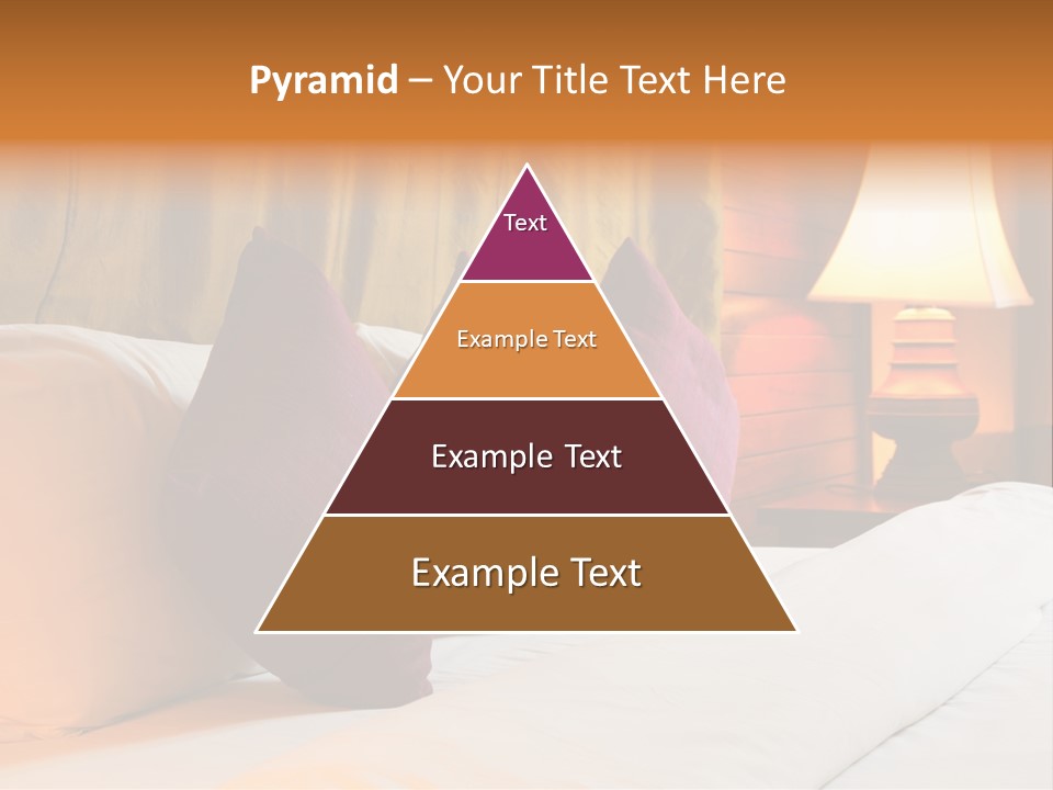 A Bed With Three Pillows And A Lamp PowerPoint Template