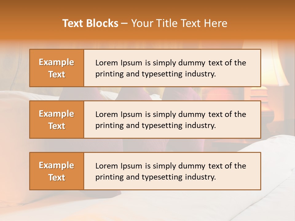 A Bed With Three Pillows And A Lamp PowerPoint Template