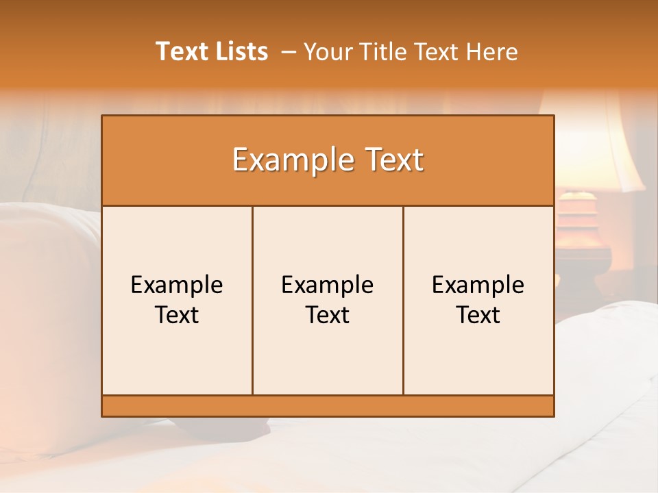 A Bed With Three Pillows And A Lamp PowerPoint Template