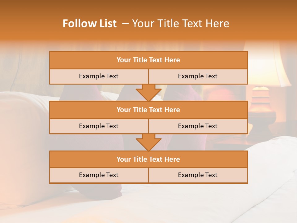 A Bed With Three Pillows And A Lamp PowerPoint Template