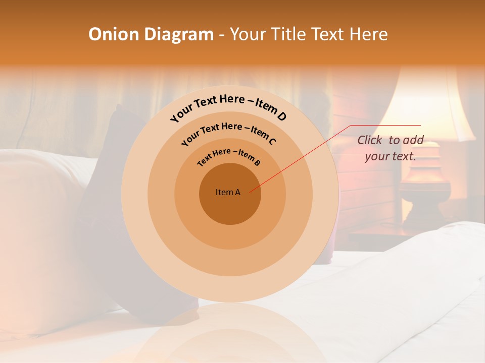 A Bed With Three Pillows And A Lamp PowerPoint Template