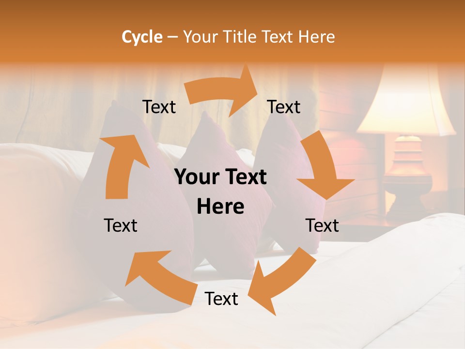 A Bed With Three Pillows And A Lamp PowerPoint Template